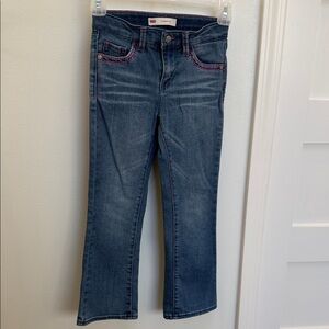 Girls Bootcut Levi’s Denim Jeans with Pink and Blue Contrast Stitching
